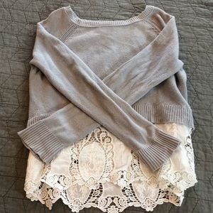 Hi-lo sweater with lace bottom. American eagle M